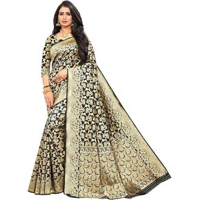Sarees for Women Banarasi Art Silk Woven Work Saree l Indian Ethnic Wear Wedding Sari with Unstitched Blouse 08