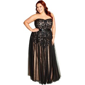 City Chic Women's Plus Size Maxi Emb Tulle Ff