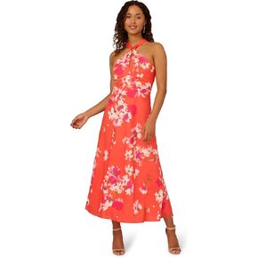 Adrianna Papell Women's Empire Halter Chiffon Dress