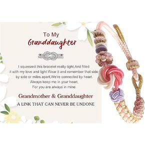 Granddaughter Bracelet, For Granddaughter - A Link That Can Never Be Undone Peach Blossom Knot Bracelet Adjustable Braided Granddaughter Bracelet From Grandma Christmas Gift Jewelry