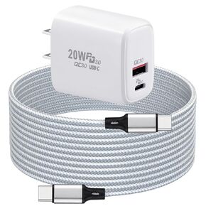 PD 30W USB C Fast Charger Compatible with Meta Quest 3 - Dual Port USB + Type C Adapter with 6.6ft C to C Charging Cable for Oculus Quest 2 VR Headset