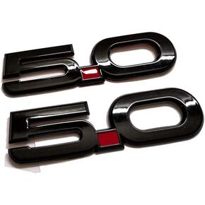 2pcs (pair) 5.0 Emblem 3D Badge Decal Stickers Replacement for 2015-2017 Mustang Black