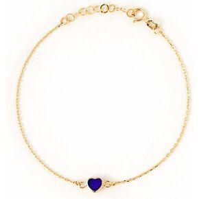 GELIN 14k Solid Gold Blue Heart Bracelet for Women