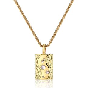 Celestial Lucky Charm Necklace in 18k Gold Vermeil 18 Inch | CÉLESTE Medallion Pendant Necklace | Luna Moon Dangle Star Pendant Gold Layering Necklace