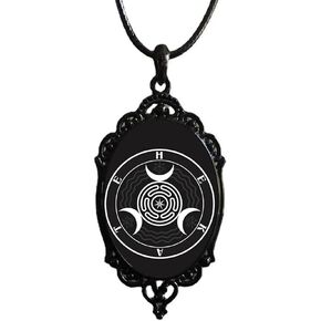 NIGHTCRUZ Hekate Wheel Cameo Necklace, Strophalos of Hecate Pendant Choker, Wicca Amulet Necklace for Women