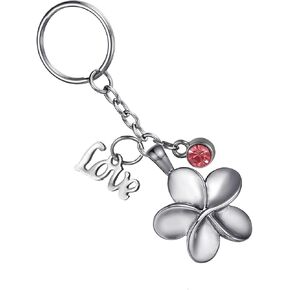 Memorial Keychain Crystal Four Leaf Clover Stainless Steel Urn for Ashes Cremation Pendant