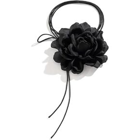 Flower Choker Necklace Adjustable Big Rose Floral Bow Choker Necklace for Women Party Wedding Bride Jewelry Accessories