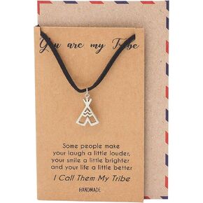 Quan Jewelry Teepee Pendant Choker Necklace, Gifts for Women, Tribes Jewelry, Gifts for Her, with Inspirational Quote on Greeting Card