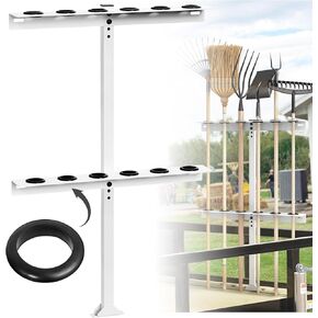 Trailer Tool Rack Shovel Holder - Rake Holder for Trailer Landscape Hand Tool Rack Trailer Rake Rack with 6 Tool Holes with Rubber Grommets, White