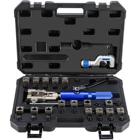 Hydraulic Flaring Tool Kits, 45° Double Flaring Tool,Brake Repair Brake Flaring Tool for 3/16"-1/2", Brake Flare Tool with 33PCS Flaring Dies for Copper Line, Steel Pipe and GM Reparing
