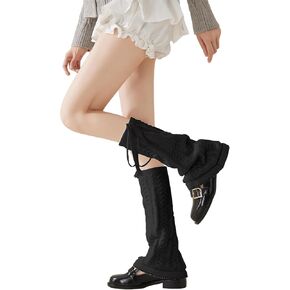YELAIVP Kawaii Leg Warmers Y2K Knit Lace up Leg Warmers Cute Japanese Harajuku Lolita Leg Warmers for Women Girls in Kuwait