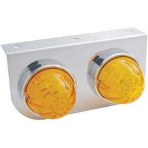 United Pacific 32322 Marker Light, LED, with Bracket, Two 17 LED Lights, Amber Lens/Amber LED, Stainless Steel, 3" Lens, Watermelon Design