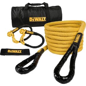 DEWALT DXBC90006 Black/Yellow 7/8" x 30' Heavy Duty Kinetic Tow Rope Recovery Kit with 2 Soft Shackles (29,300 lb Break Strength)