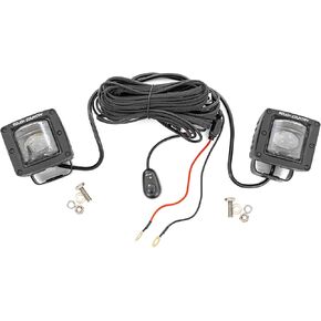 Rough Country 2" Square SAE LED Fog Lights | 2400 Lumens | Pair | Yellow- 70907A