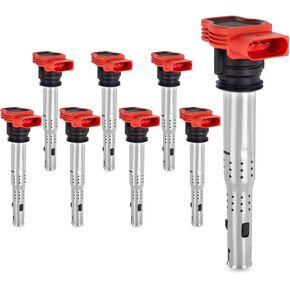 A-Premium Engine Ignition Coil Set of 8 Compatible with Audi A4 A5 A6 Q7 S4 S5 S6 S8 R8 & Porsche Cayenne Cayenne & Volkswagen Touareg - 3.0L 3.2L 4.2L 5.2L, 2005-2019 - Replace# 06E905115E