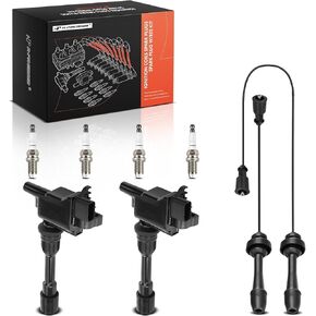 A-Premium 2 Ignition Coils with 2 Wire and 4 Iridium Spark Plugs Compatible with Mazda Protege 2001-2003, Protege5 2002-2003, 2.0L
