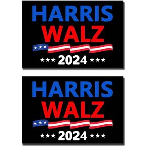2 Pack Harris Walz 2024 Kamala Harris Tim Walz Waltz for President Magnets Reflective Vinyl Sign Laptop Decal Car Bumper Window Magnet