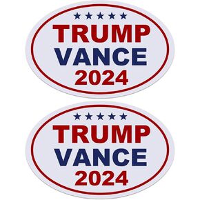 2 Pack Trump Vance 2024 Magnets Reflective Vinyl Sign Laptop Decal Car Bumper Window Waterproof Magnet Decoration, White, TP-01