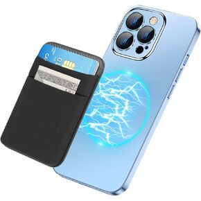 محفظة هاتف SHANSHUI، حامل بطاقة الهاتف لجيب الهاتف الخلفي متوافق مع iPhone ومعظم الهواتف الذكية - أسود