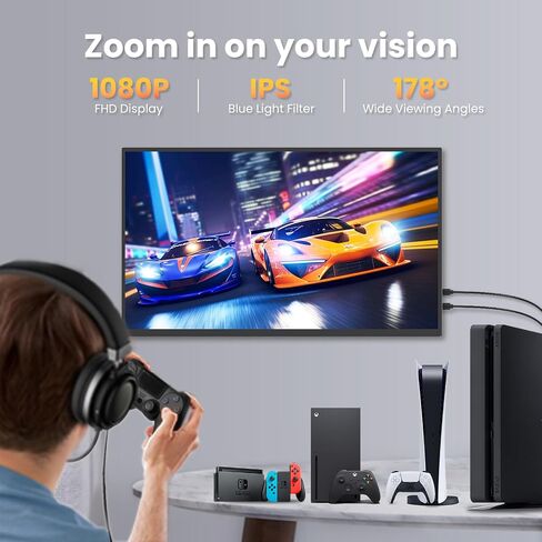 13.3inch OLED Portable Monitor for Laptop, Anti-Glare Ultra-Slim Gaming Monitor,1080P FHD HDR USB-C HDMI Plug&Play External Monitor for Laptop Mac PC Phone Switch PS4/5 Xbox in Saudi Arabia