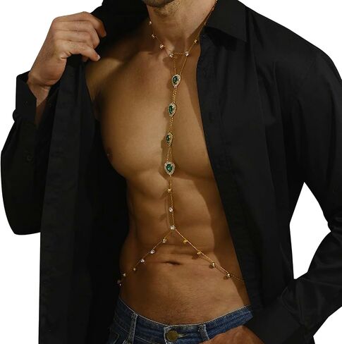 Full Rhinestone Harness Bra Body Chain for Men Sexy Bikini Crystal Bra Body Chain Lingerie Body Chain Rhinestone Festival Rave Waist Chain Body Accessories Jewelry for Women in Saudi Arabia