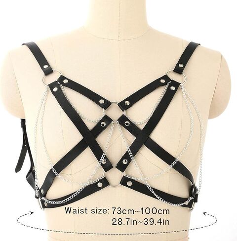 Bodiy Punk Goth سلسلة الجسم حزام تسخير الصدرية للنساء زي حزام الهذيان الملحقات للنساء (أسود) in Kuwait