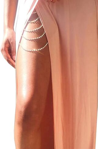Rhinestone Tassel Leg Chain Multi-layer Rhinestone Thigh Chain Elasticity Crystal Leg Chain Rhinestone Body Chain Accessories Jewelry for Women in Saudi Arabia