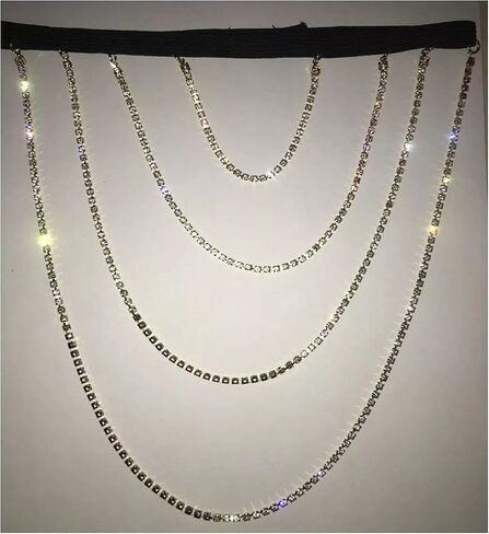 Rhinestone Tassel Leg Chain Multi-layer Rhinestone Thigh Chain Elasticity Crystal Leg Chain Rhinestone Body Chain Accessories Jewelry for Women in Saudi Arabia
