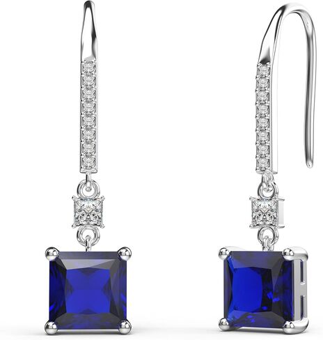 18K White Gold Plated Sterling Silver Square Princess Cut Cubic Zirconia Dangle Earrings for Women Square CZ Diamond Drop Dangling Earrings for Women Mom Hypoallergenic in Kuwait