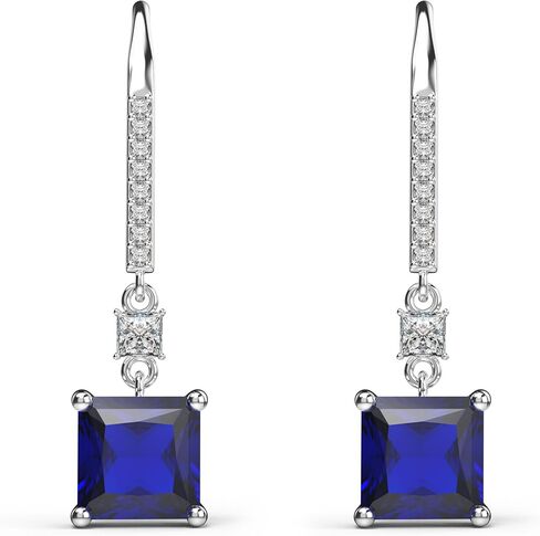 18K White Gold Plated Sterling Silver Square Princess Cut Cubic Zirconia Dangle Earrings for Women Square CZ Diamond Drop Dangling Earrings for Women Mom Hypoallergenic in Kuwait