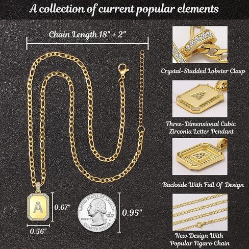 Btysun Gold Initial Necklaces for Women,Letter Necklace for Women Girls,Rectangle Necklace with Letters Monogram 18K Gold Plated Alhpabets 26 Pendant Womens Necklace Christmas Jewelry in Saudi Arabia