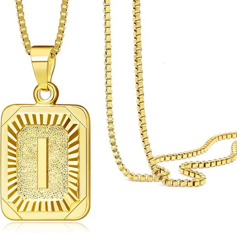Btysun Gold Initial Necklaces for Women,Letter Necklace for Women Girls,Rectangle Necklace with Letters Monogram 18K Gold Plated Alhpabets 26 Pendant Womens Necklace Christmas Jewelry in Saudi Arabia
