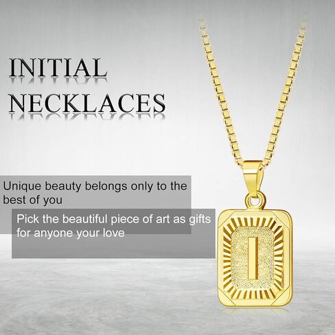 Btysun Gold Initial Necklaces for Women,Letter Necklace for Women Girls,Rectangle Necklace with Letters Monogram 18K Gold Plated Alhpabets 26 Pendant Womens Necklace Christmas Jewelry in Saudi Arabia
