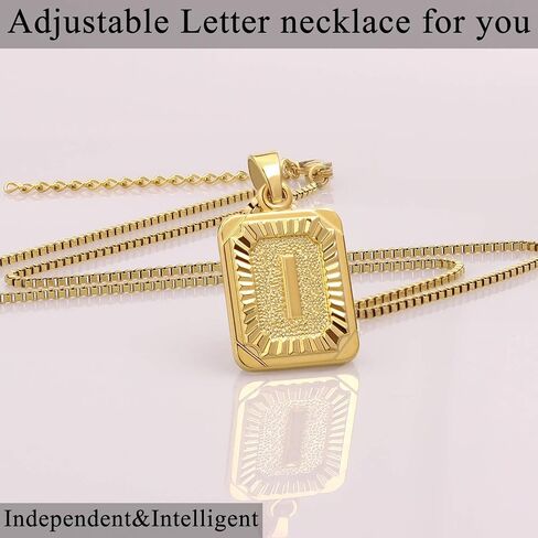 Btysun Gold Initial Necklaces for Women,Letter Necklace for Women Girls,Rectangle Necklace with Letters Monogram 18K Gold Plated Alhpabets 26 Pendant Womens Necklace Christmas Jewelry in Saudi Arabia