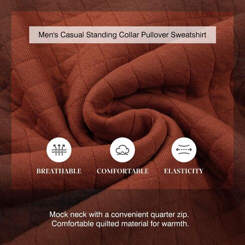 Men's Fall Quarter Zip Long Sleeve Quilted Sweatshirts Mock Neck Color Block Casual Pullover Sweaters in Kuwait