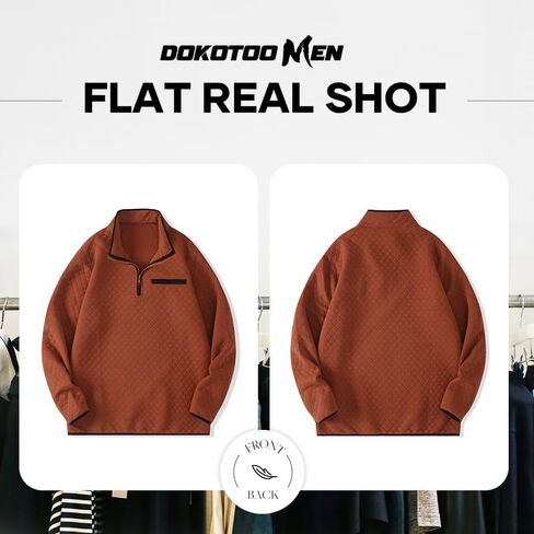 Men's Fall Quarter Zip Long Sleeve Quilted Sweatshirts Mock Neck Color Block Casual Pullover Sweaters in Kuwait