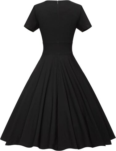 GownTown Vintage Dresses Short Sleeves Cocktail Swing Dress Wrap Top Dress with Pockets in Kuwait
