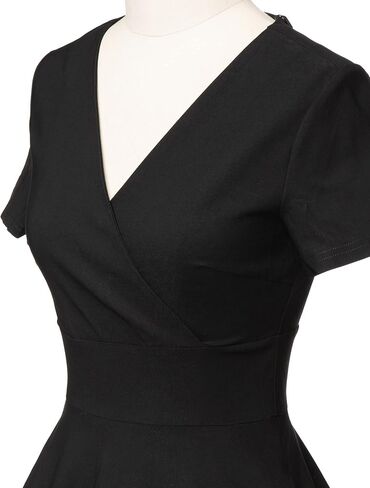GownTown Vintage Dresses Short Sleeves Cocktail Swing Dress Wrap Top Dress with Pockets in Kuwait
