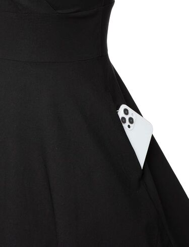 GownTown Vintage Dresses Short Sleeves Cocktail Swing Dress Wrap Top Dress with Pockets in Kuwait