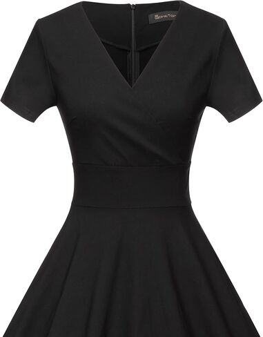 GownTown Vintage Dresses Short Sleeves Cocktail Swing Dress Wrap Top Dress with Pockets in Kuwait