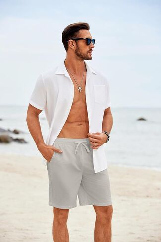 COOFANDY Men's Casual Shorts Elastic Waist Drawstring Lightweight Summer Beach Shorts in Saudi Arabia