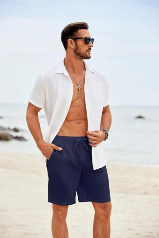 COOFANDY Men's Casual Shorts Elastic Waist Drawstring Lightweight Summer Beach Shorts in Saudi Arabia