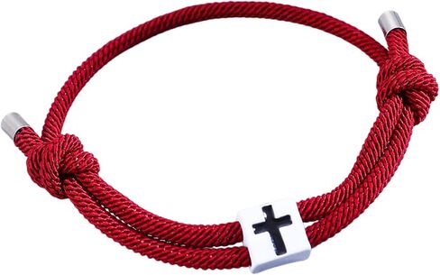 Handmade Adjustable Christian Cross Braided Rope Bracelet Multicolor ross Woven String Bracelets for Women Men Lucky Protection Religious Faith Jewelry Gifts in Saudi Arabia