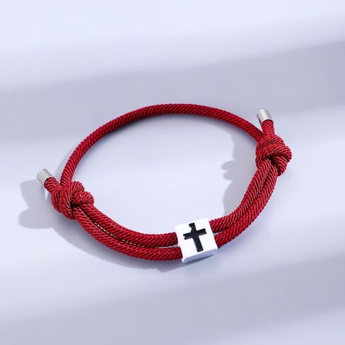 Handmade Adjustable Christian Cross Braided Rope Bracelet Multicolor ross Woven String Bracelets for Women Men Lucky Protection Religious Faith Jewelry Gifts in Saudi Arabia