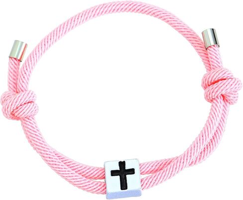Handmade Adjustable Christian Cross Braided Rope Bracelet Multicolor ross Woven String Bracelets for Women Men Lucky Protection Religious Faith Jewelry Gifts in Saudi Arabia