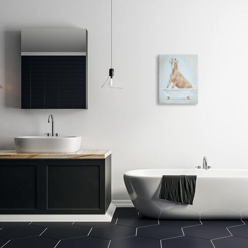 Stupell Industries Country Horse in Farm Bathtub Pink Floral Crown، صمم بواسطة Debi Coules Canvas Wall Art، 16 × 20، بني in Saudi Arabia