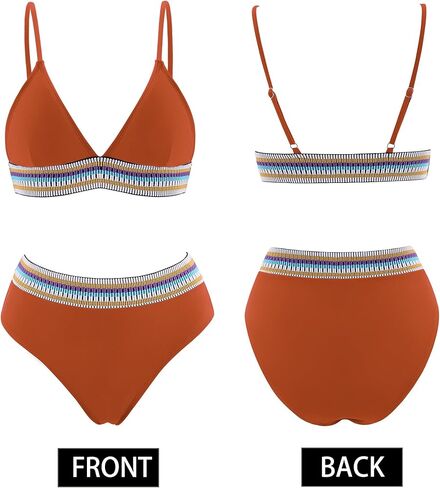 AI'MAGE High Waisted Bikini Sets for Women 2025 Triangle Color Block Two Piece Swimsuits Tummy Control Bathing Suits in Saudi Arabia