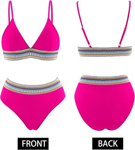 AI'MAGE High Waisted Bikini Sets for Women 2025 Triangle Color Block Two Piece Swimsuits Tummy Control Bathing Suits in Saudi Arabia