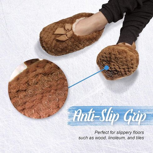 BambooMN Adult Super Soft Warm Cozy Fuzzy Soft Touch Sleeper Slippers Non-Slip Lined Socks in Kuwait