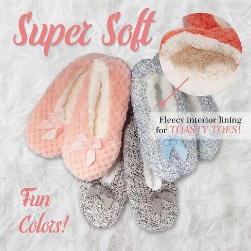 BambooMN Adult Super Soft Warm Cozy Fuzzy Soft Touch Sleeper Slippers Non-Slip Lined Socks in Kuwait